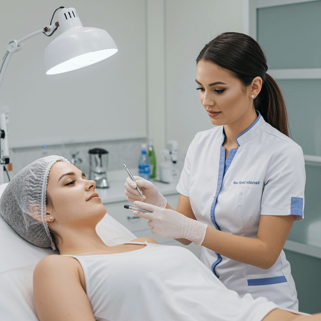 skin condition treatment in a clinical setting