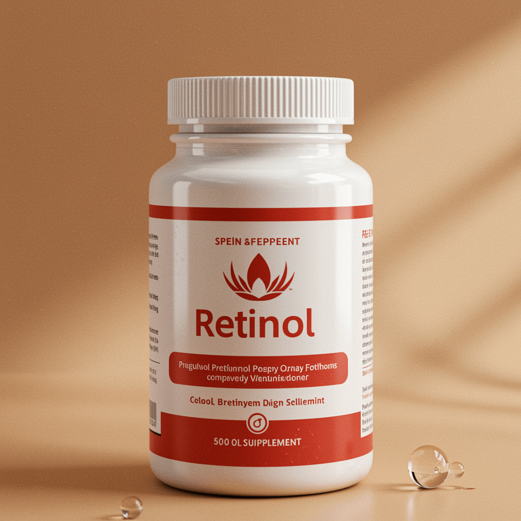 display of retinol supplement container